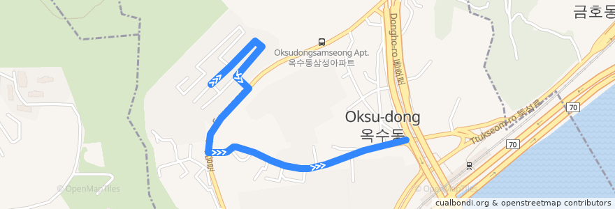 Mapa del recorrido 성동09 de la línea  en Oksu-dong.