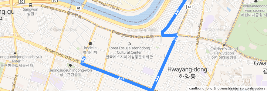 Mapa del recorrido 성동10 de la línea  en 성동구.