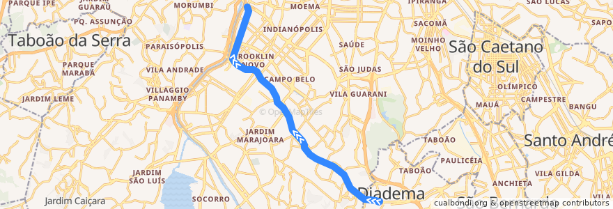 Mapa del recorrido Ônibus 376: Diadema ⇒ São Paulo de la línea  en 상파울루.