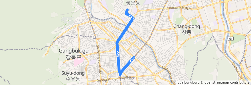 Mapa del recorrido 도봉04 de la línea  en Seul.