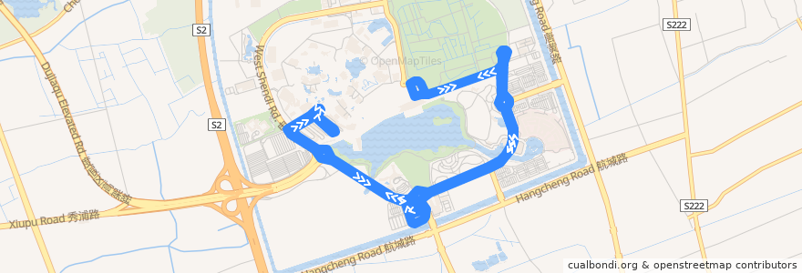 Mapa del recorrido Bus SITZ 1: 西公交枢纽 => 西公交枢纽 de la línea  en 川沙新镇.