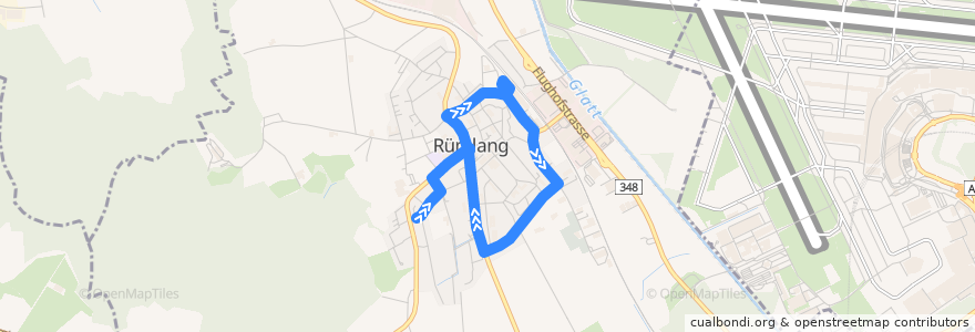 Mapa del recorrido Bus 795: Rümlang, Chilestieg => Rümlang, Gemeindehaus de la línea  en Rümlang.