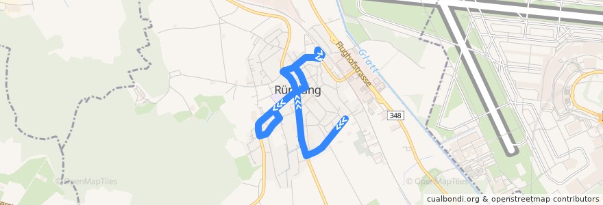 Mapa del recorrido Bus 795: Rümlang, Ifangstrasse => Rümlang, Zürichweg de la línea  en Rümlang.