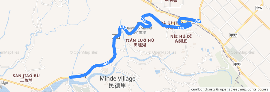 Mapa del recorrido 21路 (延駛中興嶺_返程) de la línea  en 台中市.