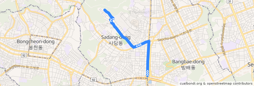 Mapa del recorrido 동작16 de la línea  en Séoul.