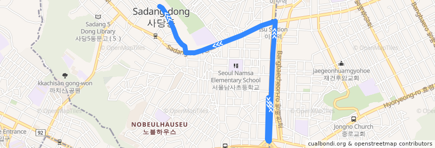 Mapa del recorrido 동작09 de la línea  en 首尔市 / 首爾.