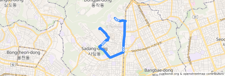 Mapa del recorrido 동작17 de la línea  en 서울특별시.