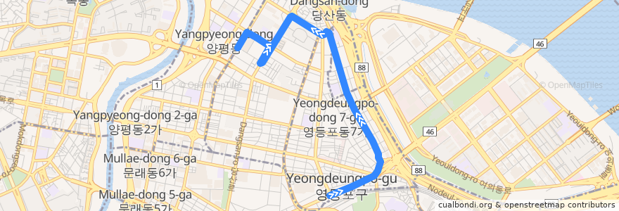 Mapa del recorrido 영등포03 de la línea  en Yeongdeungpo-gu.