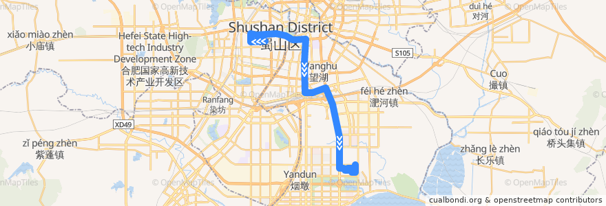 Mapa del recorrido T12a路 de la línea  en Hefei.