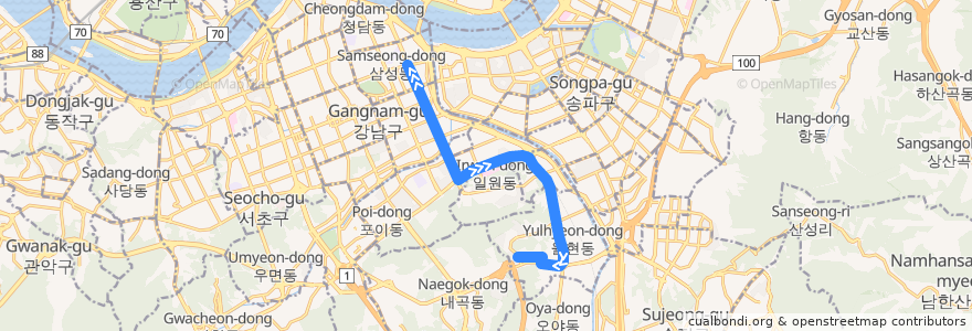 Mapa del recorrido 강남06 de la línea  en 강남구.