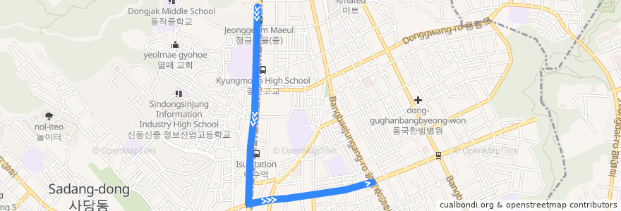 Mapa del recorrido 서초05 de la línea  en 서울특별시.