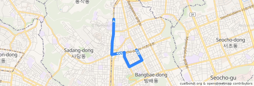 Mapa del recorrido 서초05 de la línea  en 首尔市 / 首爾.