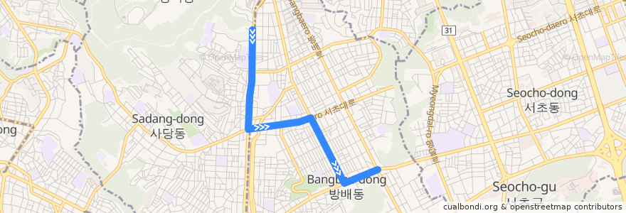 Mapa del recorrido 서초16 de la línea  en 서울.