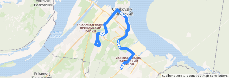 Mapa del recorrido Автобус 3Л: Адонис - Лесхоз - Адонис de la línea  en Чайковский городской округ.
