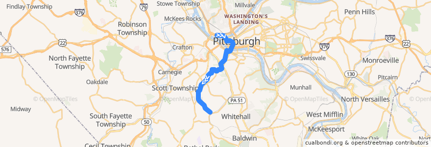 Mapa del recorrido PAT Red Line: Allegheny → Overbrook Junction de la línea  en Allegheny County.