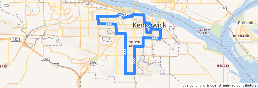 Mapa del recorrido Route 41 Counter-clockwise de la línea  en Kennewick.