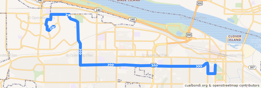 Mapa del recorrido Route 42 Eastbound de la línea  en Kennewick.