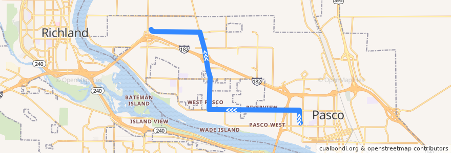 Mapa del recorrido Route 67 Westbound de la línea  en Pasco.