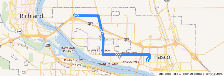 Mapa del recorrido Route 67 Eastbound de la línea  en Pasco.