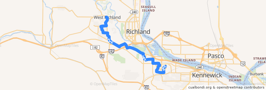 Mapa del recorrido Route 110 Westbound de la línea  en Benton County.