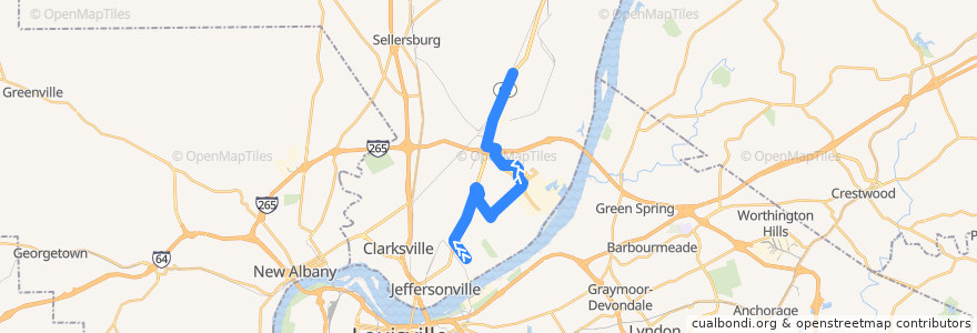 Mapa del recorrido 71 Jeffersonville - Louisville - New Albany Eastbound Alternate de la línea  en Jeffersonville.