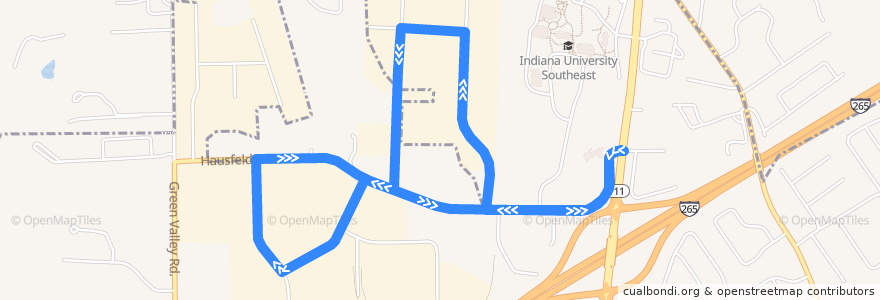 Mapa del recorrido 71 Jeffersonville - Louisille - New Albany Westbound (selected) de la línea  en Floyd County.