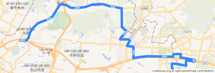 Mapa del recorrido 494A路(天河客运站-科学城南部公交场总站) de la línea  en گوانگ‌ژو.