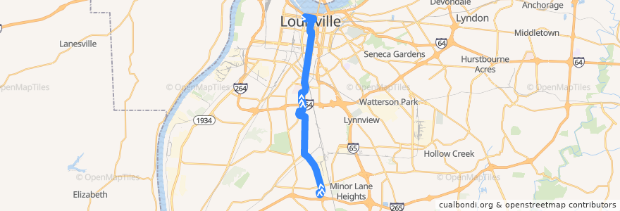 Mapa del recorrido 4 Fourth Street - Glengarry Northbound de la línea  en Louisville.