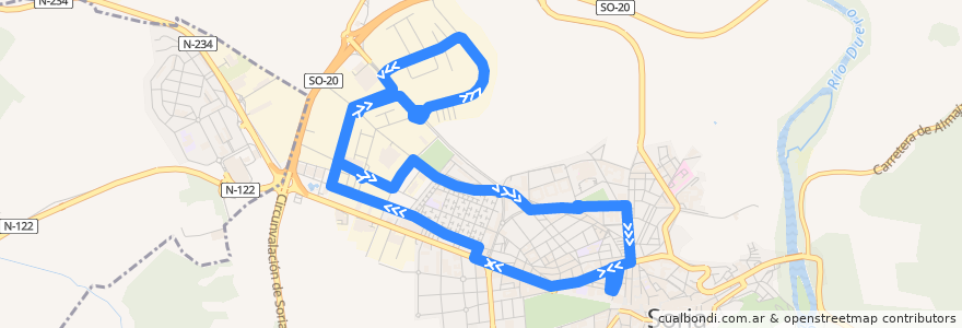 Mapa del recorrido Línea 2E de la línea  en Soria.