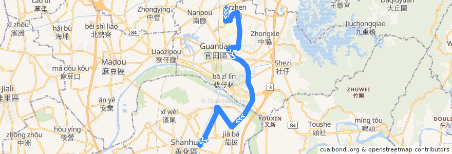 Mapa del recorrido 橘4-1(返程) de la línea  en Tainan.