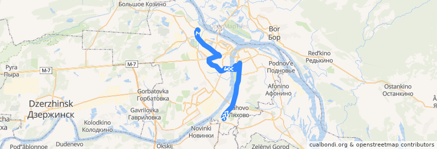 Mapa del recorrido Автобус 29: Автовокзал «Щербинки» => Красное Сормово de la línea  en городской округ Нижний Новгород.