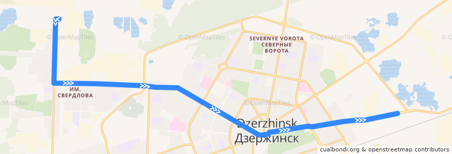 Mapa del recorrido Автобус №5 (Завод им. Я.М. Свердлова - "Деловой центр") de la línea  en городской округ Дзержинск.