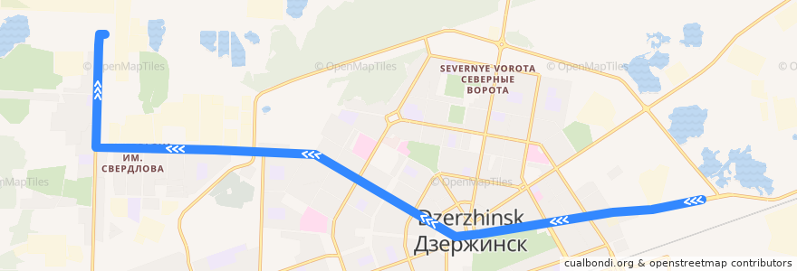 Mapa del recorrido Автобус №5 ("Деловой центр" - завод им. Я.М. Свердлова) de la línea  en городской округ Дзержинск.