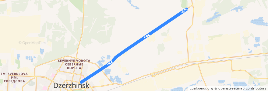 Mapa del recorrido Маршрутное такси №Т-7 (Сады «Пластик» - Школа №10) de la línea  en городской округ Дзержинск.