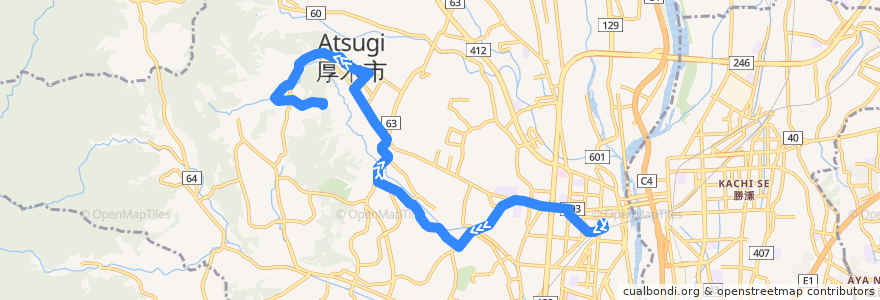 Mapa del recorrido 厚木46系統 de la línea  en Atsugi.