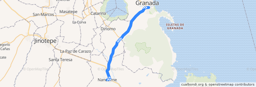 Mapa del recorrido Nandaime - Granada de la línea  en Granada.