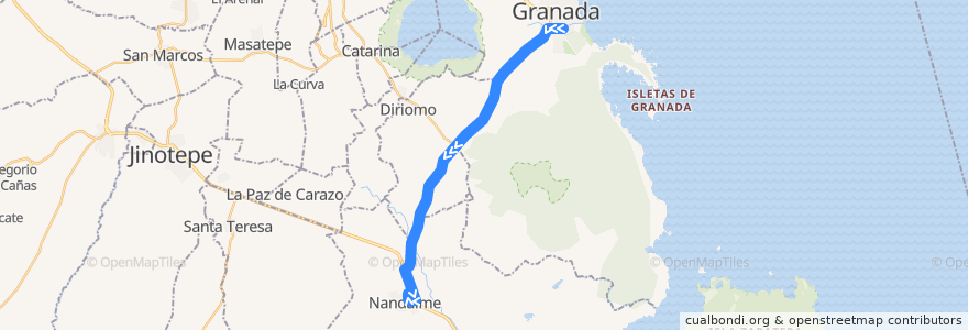 Mapa del recorrido Granada - Nandaime de la línea  en Granada.