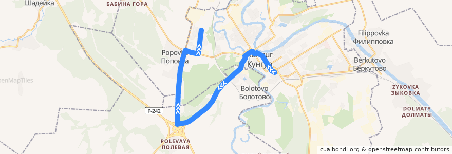 Mapa del recorrido Автобус 4: Горполиклиника - Посёлок Нагорный de la línea  en Кунгурский район.