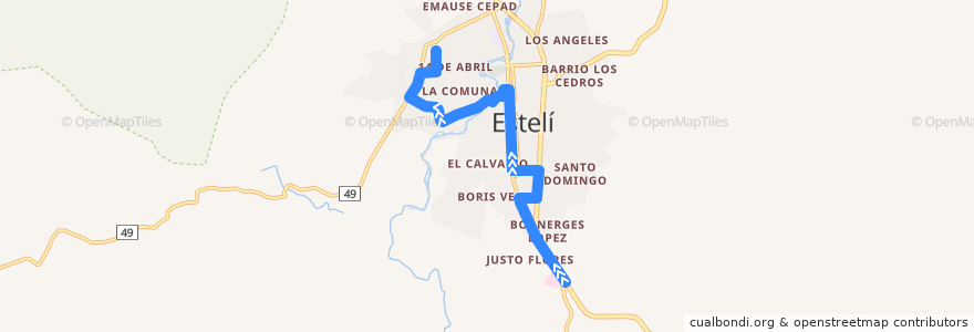 Mapa del recorrido Hospital - O.Gamez de la línea  en Estelí.