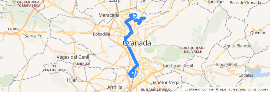 Mapa del recorrido Bus 5: Beethoveen → Parque Nueva Granada de la línea  en Grenade.