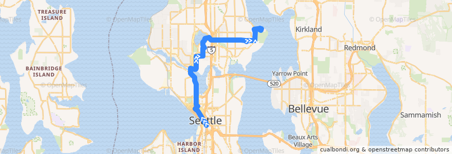 Mapa del recorrido Metro Route 62: NOAA de la línea  en Seattle.