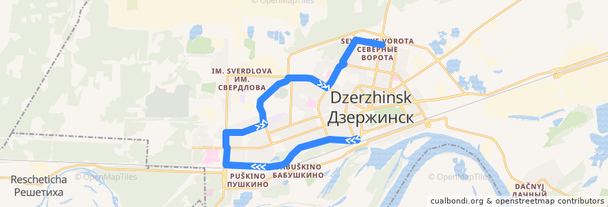 Mapa del recorrido Автобус №24 (Вокзал - Северные ворота) de la línea  en городской округ Дзержинск.