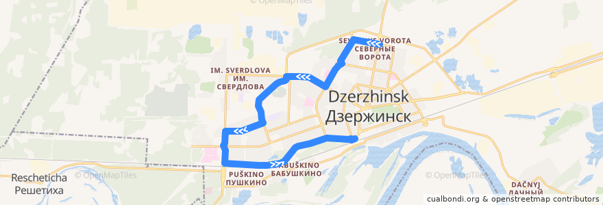 Mapa del recorrido Автобус №24 (Северные ворота - вокзал) de la línea  en городской округ Дзержинск.