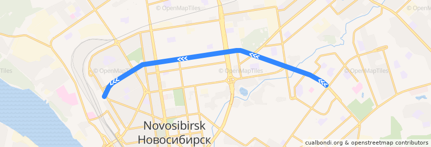 Mapa del recorrido Дзержинская линия: Золотая Нива → Площадь Гарина-Михайловского de la línea  en городской округ Новосибирск.