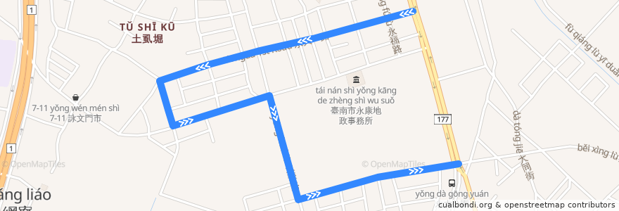 Mapa del recorrido 紅10(繞駛網寮里_返程) de la línea  en District de Yongkang.