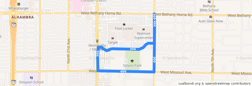 Mapa del recorrido bus 60 WB montebello loop de la línea  en Phoenix.
