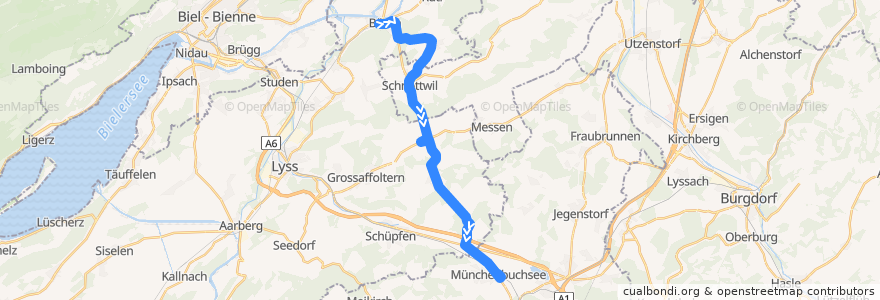 Mapa del recorrido Bus 898: Büren a.A. => Wengi b.B. => Münchenbuchsee de la línea  en Berne.