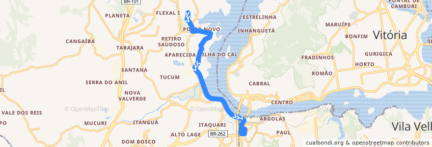 Mapa del recorrido 770 Bela Vista / São Torquato via Porto Velho de la línea  en Região Metropolitana da Grande Vitória.