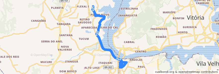 Mapa del recorrido 770F Bela Vista / São Torquato via Porto Velho/Hospital Ferroviário de la línea  en Região Metropolitana da Grande Vitória.