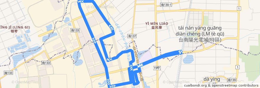 Mapa del recorrido 南科巡迴巴士紅線(17:00前_往程) de la línea  en 台南市.